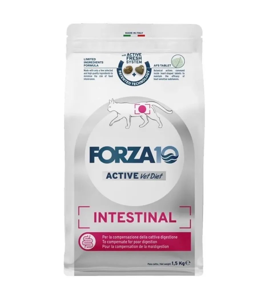 Forza10 Cat Intestinal Active Diet 1,5кг Диетический корм для взрослых кошек при проблемах с кишечником
